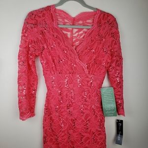Blu Sage Sequin Lace Dress Hot Pink